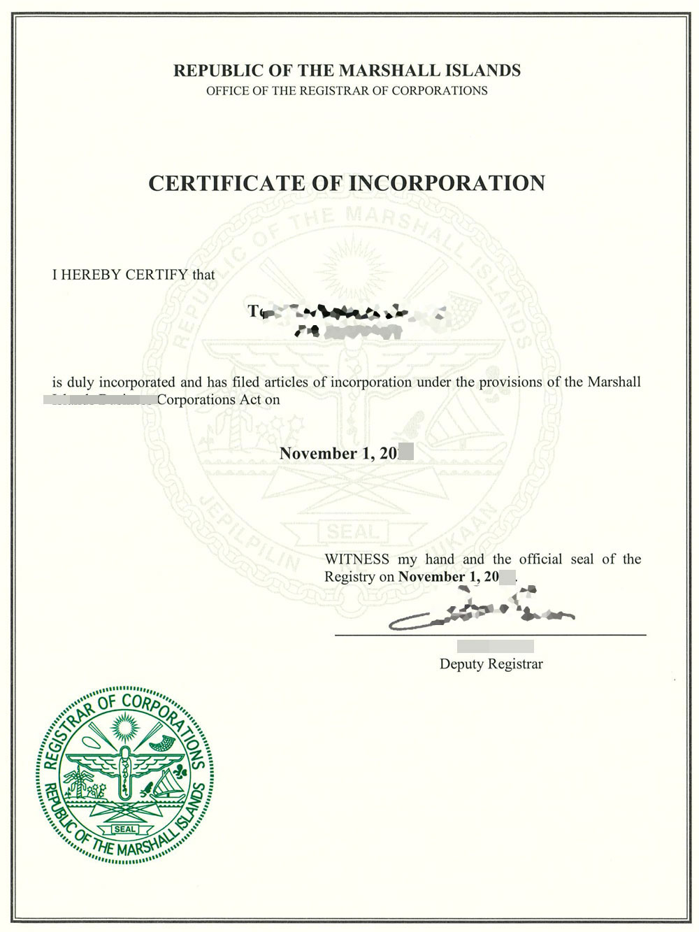 马绍尔公司注册